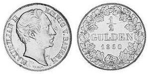 1/2 Gulden Regno di Baviera (1806 - 1918) Argento 