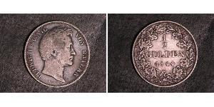 1/2 Gulden Regno di Baviera (1806 - 1918) Argento Ludovico I di Baviera (re)(1786 – 1868)