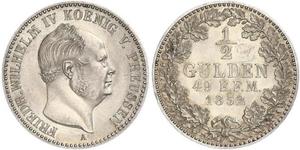 1/2 Gulden Regno di Prussia (1701-1918) Argento Federico Guglielmo IV di Prussia (1795 - 1861)