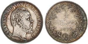 1/2 Gulden Regno di Württemberg (1806-1918) Argento Carlo di Württemberg