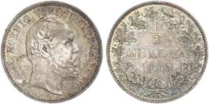 1/2 Gulden Regno di Württemberg (1806-1918) Argento Carlo di Württemberg