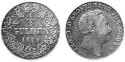 1/2 Gulden Gran Ducado de Baden (1806-1918) Plata 
