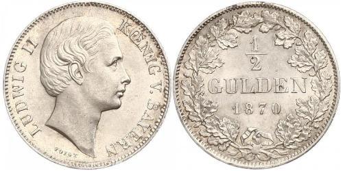 1/2 Gulden Reino de Baviera (1806 - 1918) Plata Luis II de Baviera(1845 – 1886)