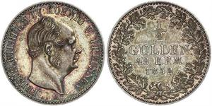 1/2 Gulden Reino de Prusia (1701-1918) Plata Federico Guillermo IV de Prusia (1795 - 1861)