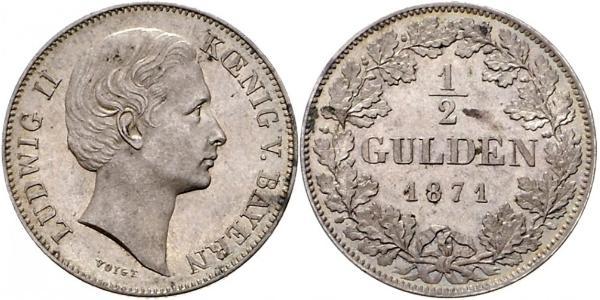 1/2 Gulden Königreich Bayern (1806 - 1918) Silber Ludwig II. (Bayern)(1845 – 1886)