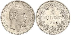 1/2 Gulden Königreich Württemberg (1806-1918) Silber Karl (Württemberg)