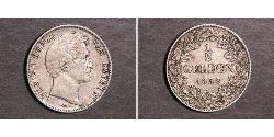 1/2 Гульден Королевство Бавария (1806 - 1918) Серебро Людвиг I (король Баварии)(1786 – 1868)