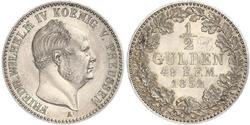 1/2 Гульден Пруссия (королевство) (1701-1918) Серебро Фридрих Вильгельм IV (1795 - 1861)