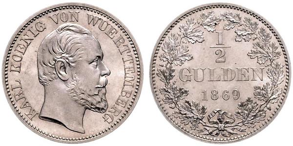 1/2 Gulden Kingdom of Württemberg (1806-1918) 銀 卡尔一世 (符腾堡)