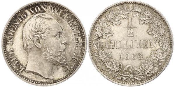 1/2 Gulden Kingdom of Württemberg (1806-1918) 銀 卡尔一世 (符腾堡)