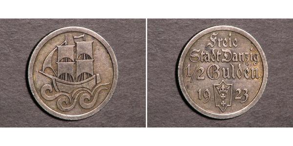 1/2 Gulden 但澤自由市 (1920 - 1939) 銀 