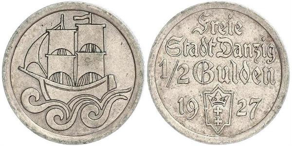 1/2 Gulden 但澤自由市 (1920 - 1939) 銀 