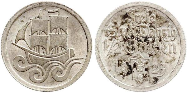 1/2 Gulden 但澤自由市 (1920 - 1939) 銀 