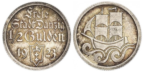 1/2 Gulden 但澤自由市 (1920 - 1939) 銀 