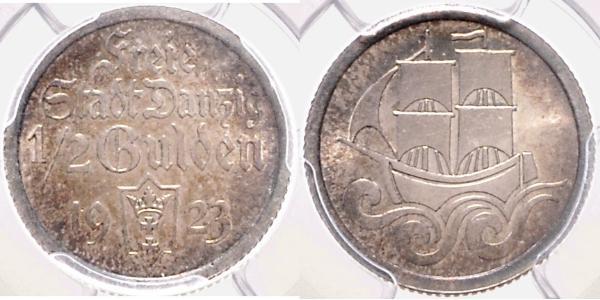 1/2 Gulden 但澤自由市 (1920 - 1939) 銀 