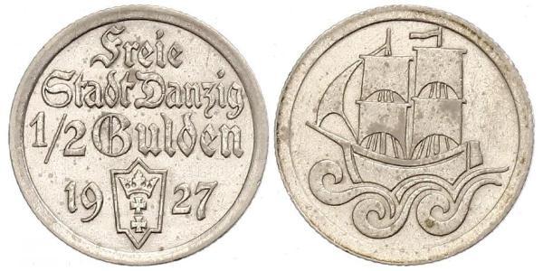 1/2 Gulden 但澤自由市 (1920 - 1939) 銀 