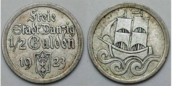 1/2 Gulden 但澤自由市 (1920 - 1939) 銀 