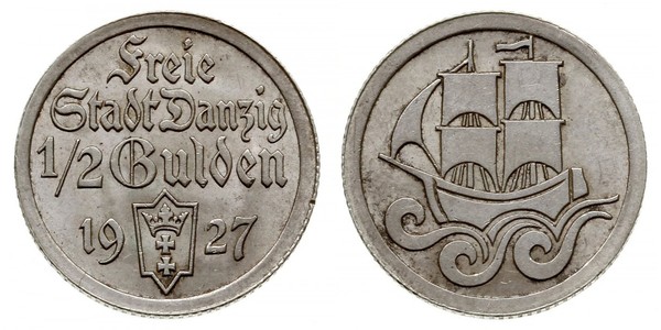 1/2 Gulden 但澤自由市 (1920 - 1939) 銀 