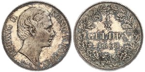 1/2 Gulden 巴伐利亞王國 (1806 - 1918) 銀 路德维希二世 (巴伐利亚)