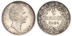 1/2 Gulden 巴伐利亞王國 (1806 - 1918) 銀 路德维希二世 (巴伐利亚)