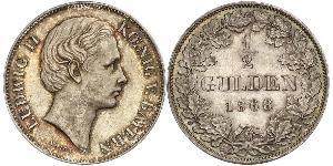 1/2 Gulden 巴伐利亞王國 (1806 - 1918) 銀 路德维希二世 (巴伐利亚)