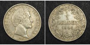 1/2 Gulden 巴伐利亞王國 (1806 - 1918) 銀 路德维希一世 (巴伐利亚)