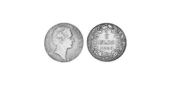 1/2 Gulden 巴伐利亞王國 (1806 - 1918) 銀 路德维希二世 (巴伐利亚)