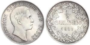 1/2 Gulden 巴登大公國 (1806 - 1918) 銀 弗里德里希一世 (巴登)