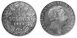 1/2 Gulden 巴登大公國 (1806 - 1918) 銀 
