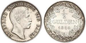 1/2 Gulden 巴登大公國 (1806 - 1918) 銀 弗里德里希一世 (巴登)