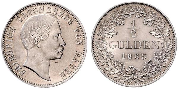 1/2 Gulden 巴登大公國 (1806 - 1918) 銀 弗里德里希一世 (巴登)