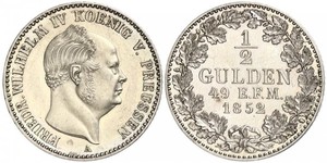 1/2 Gulden 普魯士王國 (1701 - 1918) 銀 腓特烈·威廉四世 (1795 - 1861)