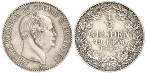 1/2 Gulden 普魯士王國 (1701 - 1918) 銀 腓特烈·威廉四世 (1795 - 1861)