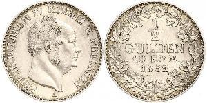 1/2 Gulden 普魯士王國 (1701 - 1918) 銀 腓特烈·威廉四世 (1795 - 1861)