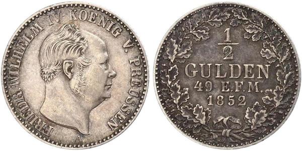 1/2 Gulden 普魯士王國 (1701 - 1918) 銀 腓特烈·威廉四世 (1795 - 1861)