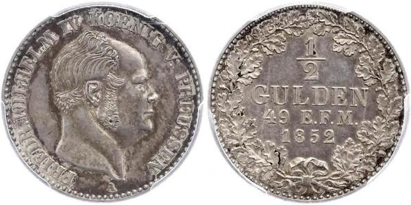 1/2 Gulden 普魯士王國 (1701 - 1918) 銀 腓特烈·威廉四世 (1795 - 1861)