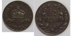 1/2 Heller África Oriental Alemana (1885-1919) Cobre 