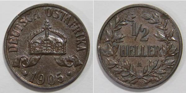 1/2 Heller German East Africa (1885-1919) Copper 
