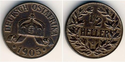 1/2 Heller German East Africa (1885-1919) 銅 