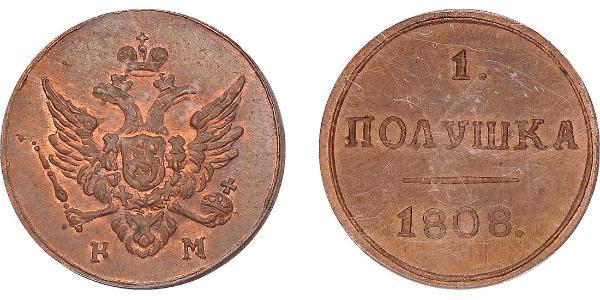 1/2 Kopeck / 1 Polushka Russian Empire (1720-1917) Copper Alexander I of Russia (1777-1825)