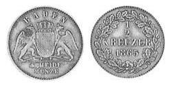 1/2 Kreuzer Gran Ducado de Baden (1806-1918) Cobre Federico I de Baden (1826 - 1907)