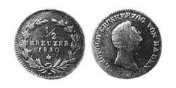 1/2 Kreuzer Grand Duchy of Baden (1806-1918) Copper Leopold, Grand Duke of Baden (1790 – 1852)