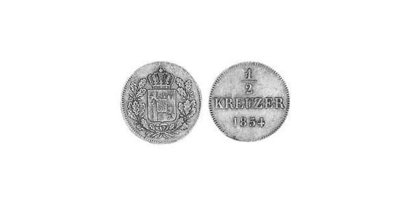 1/2 Kreuzer Regno di Baviera (1806 - 1918) Rame Massimiliano II di Baviera(1811 - 1864)