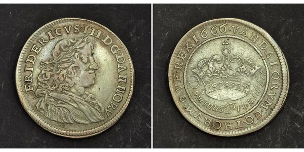 1/2 Krone Danemark Argent Frédéric III de Danemark (1609 -1670)