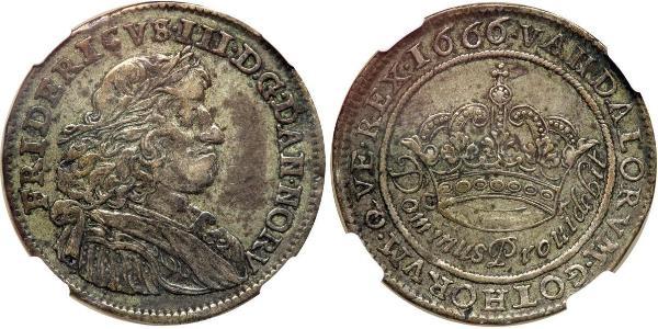 1/2 Krone Danimarca Argento Federico III di Danimarca (1609 -1670)