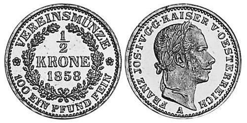 1/2 Krone Imperio austríaco (1804-1867) Oro 