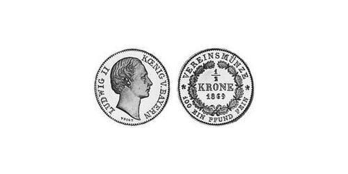 1/2 Krone Regno di Baviera (1806 - 1918) Oro Ludovico II di Baviera(1845 – 1886)