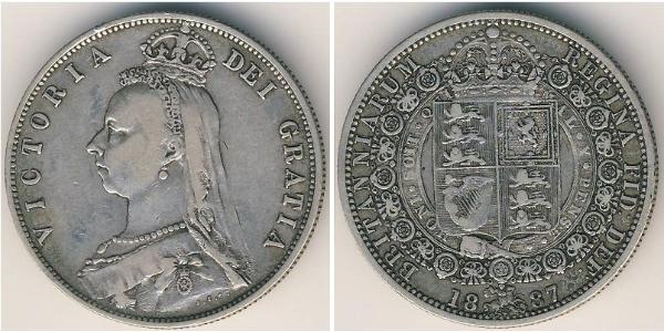 1/2 Krone Reino Unido Plata 