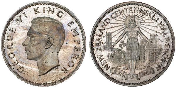 1/2 Krone Neuseeland Silber Georg VI (1895-1952)