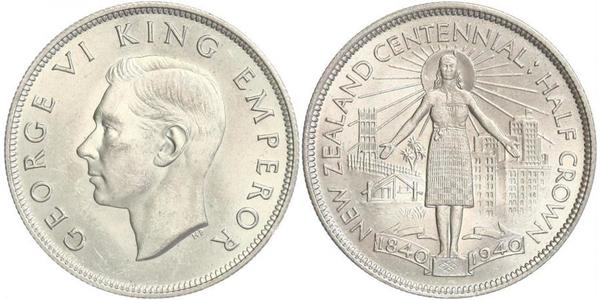 1/2 Krone Neuseeland Silber Georg VI (1895-1952)